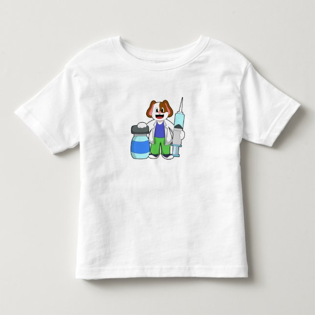 Dog as Doctor with Syringe Toddler T-shirt (Front)