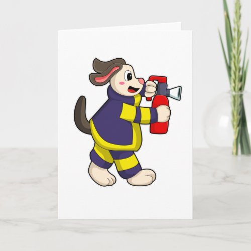 Dog as Firefighter with Fire extinguisher Card