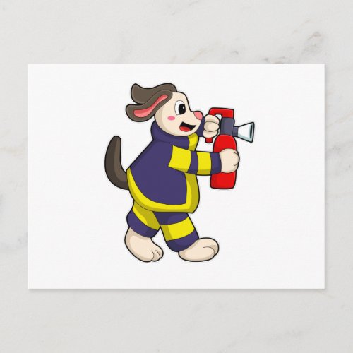 Dog as Firefighter with Fire extinguisher Postcard