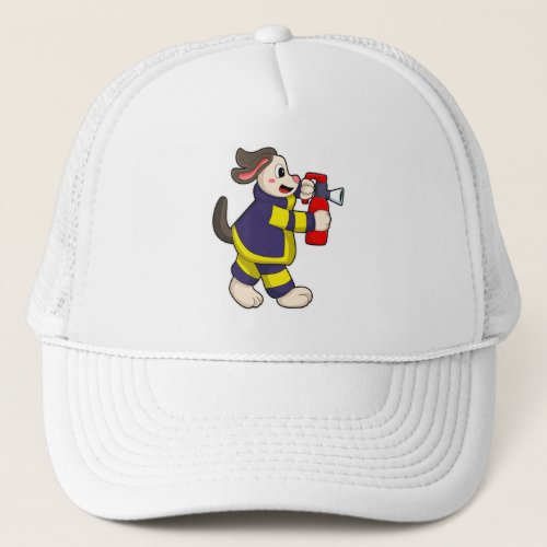 Dog as Firefighter with Fire extinguisher Trucker Hat