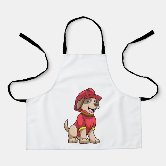 Dog as Firefighter with Fire helmet Apron (Front)