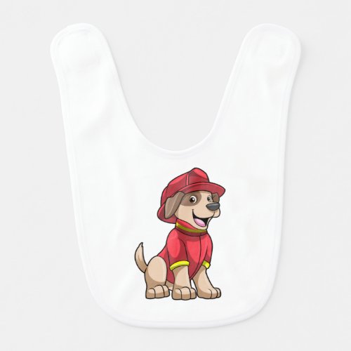 Dog as Firefighter with Fire helmet Baby Bib