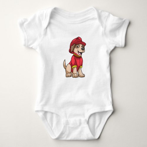 Dog as Firefighter with Fire helmet Baby Bodysuit