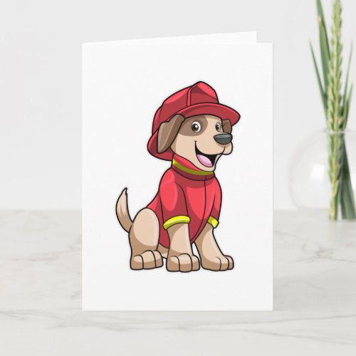 Dog as Firefighter with Fire helmet Card