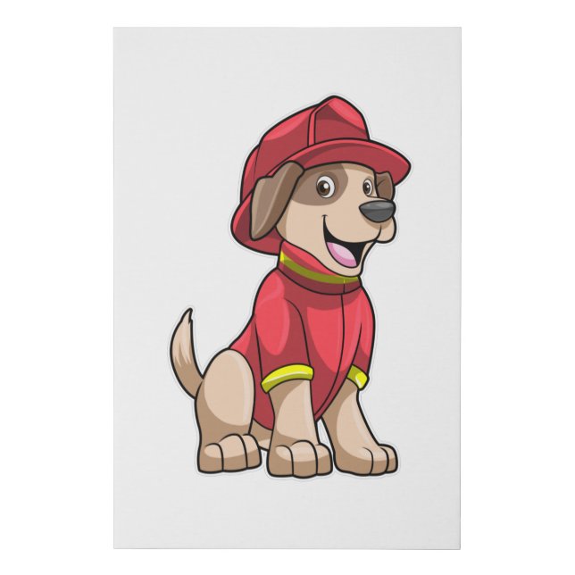 Dog as Firefighter with Fire helmet Faux Canvas Print (Front)