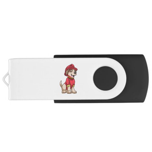 Dog as Firefighter with Fire helmet Flash Drive