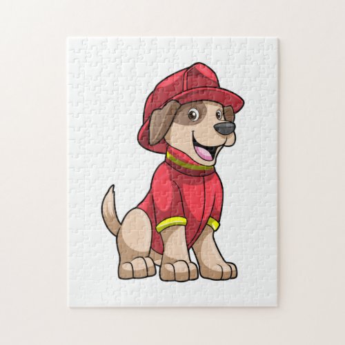 Dog as Firefighter with Fire helmet Jigsaw Puzzle