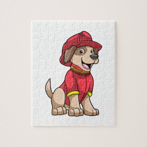 Dog as Firefighter with Fire helmet Jigsaw Puzzle