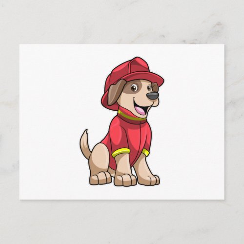 Dog as Firefighter with Fire helmet Postcard