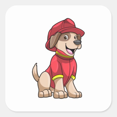 Dog as Firefighter with Fire helmet Square Sticker