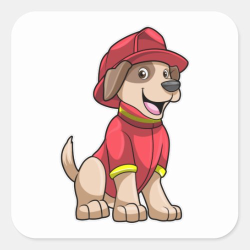 Dog as Firefighter with Fire helmet Square Sticker