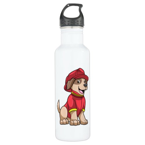 Dog as Firefighter with Fire helmet Stainless Steel Water Bottle