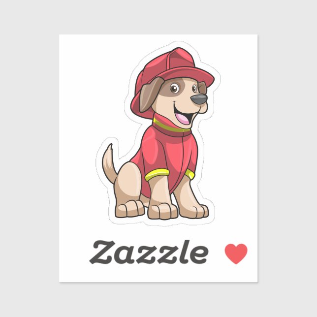 Dog as Firefighter with Fire helmet Sticker (Sheet)