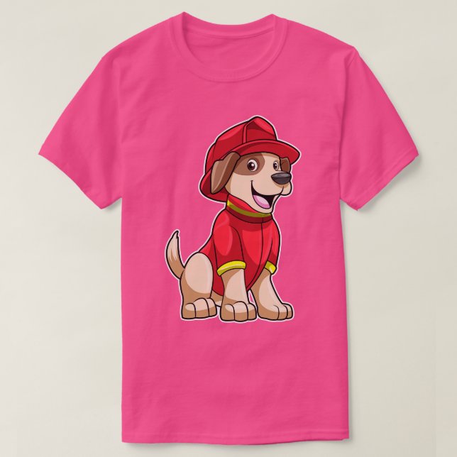 Dog as Firefighter with Fire helmet T-Shirt (Design Front)