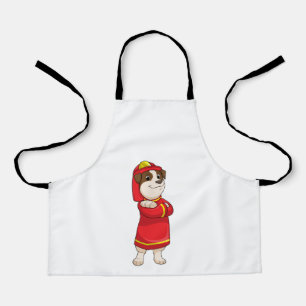 Dog as Firefighter with Helmet Apron