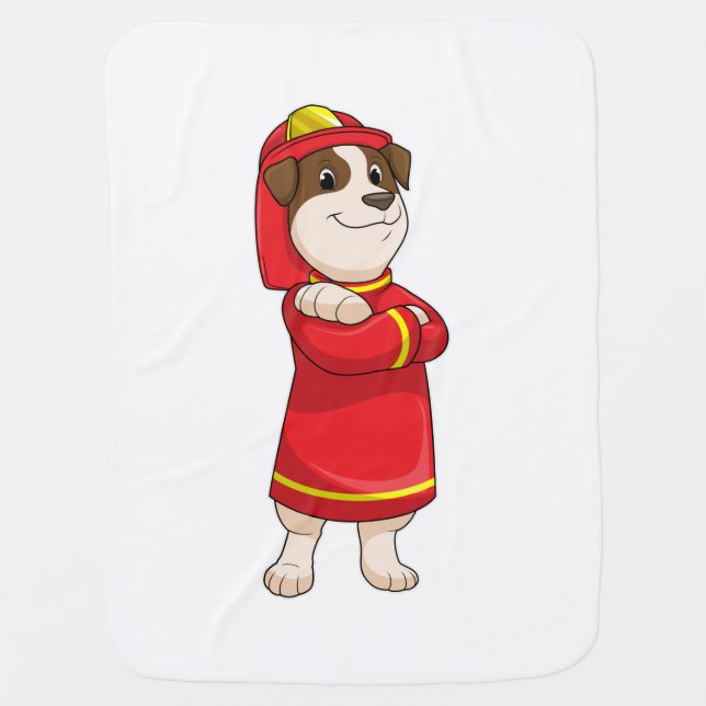 Dog as Firefighter with Helmet Baby Blanket (Front)