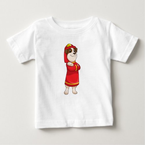 Dog as Firefighter with Helmet Baby T_Shirt
