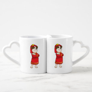 Dog as Firefighter with Helmet Coffee Mug Set