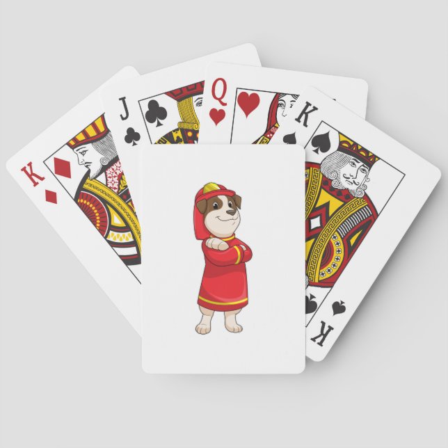 Dog as Firefighter with Helmet Poker Cards (Back)