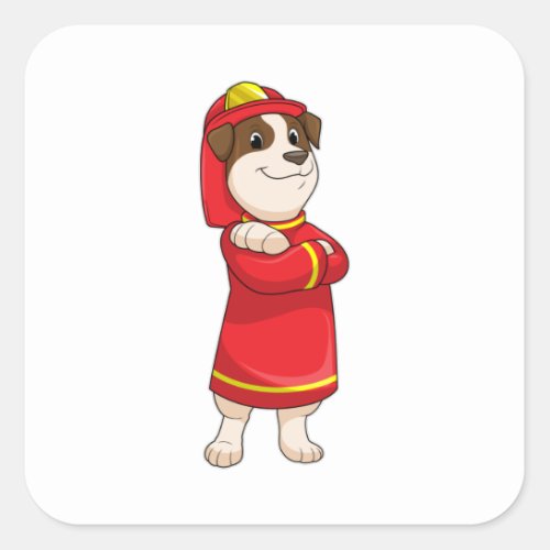 Dog as Firefighter with Helmet Square Sticker