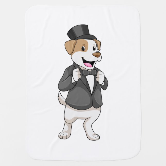 Dog as Groom with Ribbon Baby Blanket (Front)