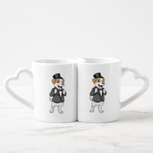 Dog as Groom with Ribbon Coffee Mug Set