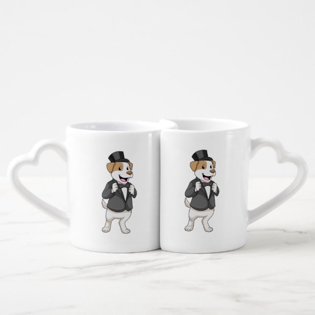 Dog as Groom with Ribbon Coffee Mug Set (Front Nesting)