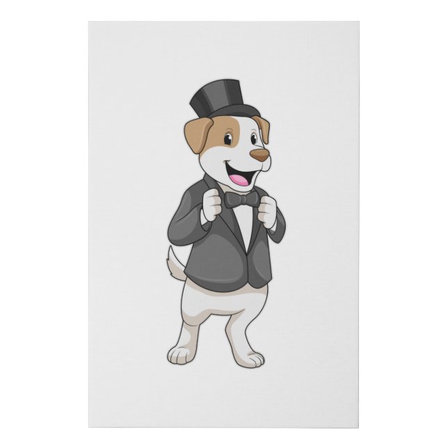 Dog as Groom with Ribbon Faux Canvas Print (Front)