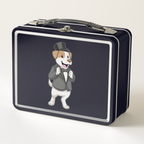 Dog as Groom with Ribbon Metal Lunch Box