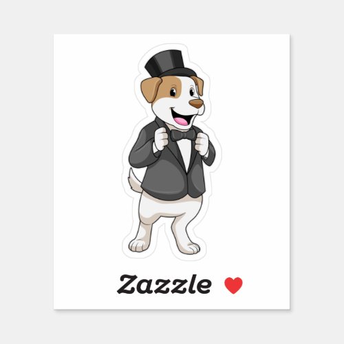 Dog as Groom with Ribbon Sticker