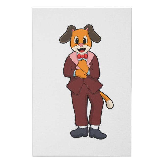 Dog as Groom with Suit Faux Canvas Print (Front)