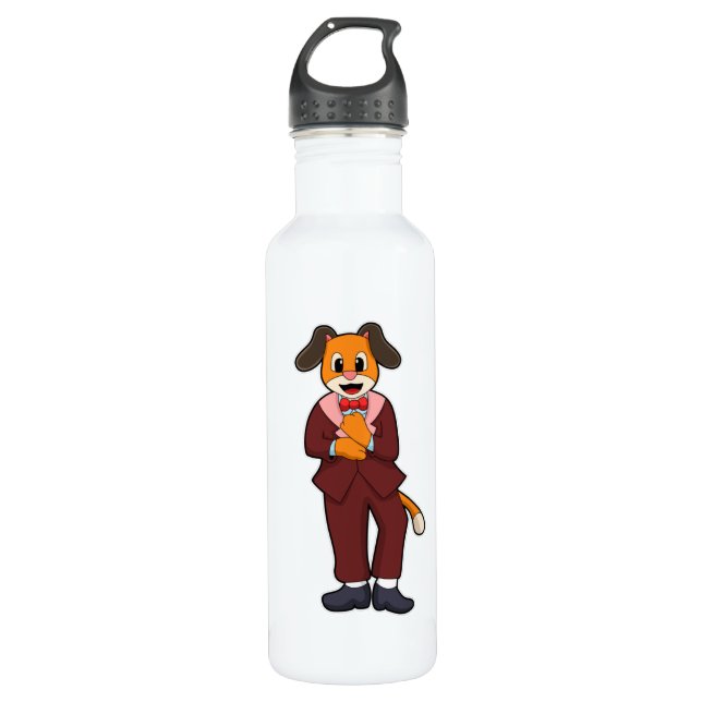 Dog as Groom with Suit Stainless Steel Water Bottle (Front)