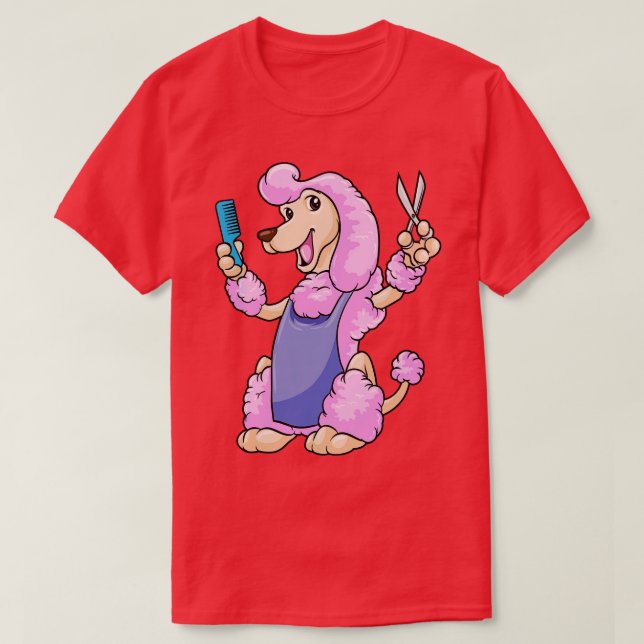 Dog as hair stylist with scissors and comb T-Shirt (Design Front)
