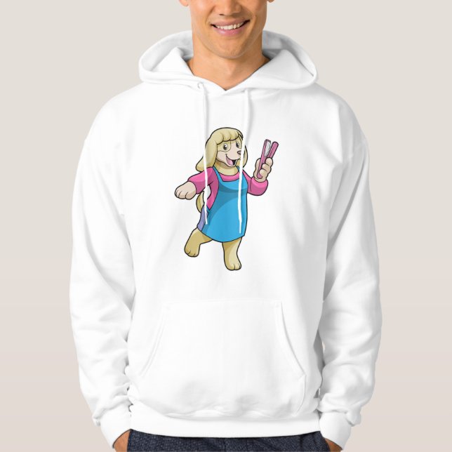 Dog as Hairdresser with Comb Hoodie (Front)