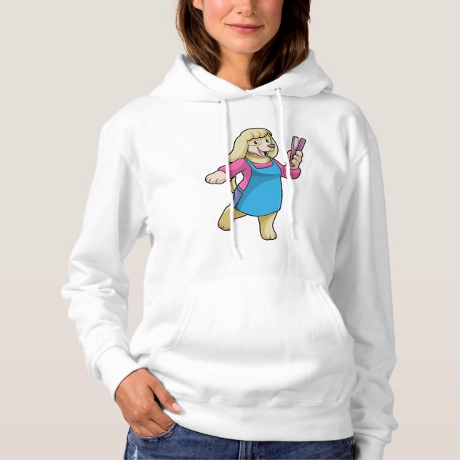 Dog as Hairdresser with Comb Hoodie (Front)