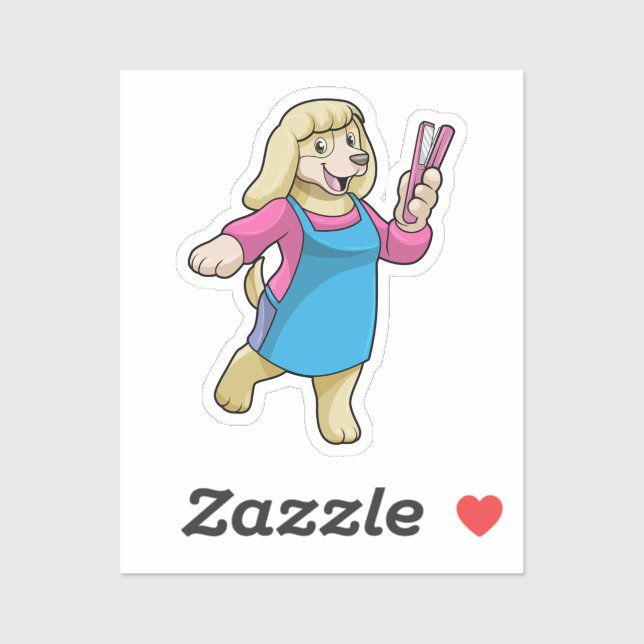 Dog as Hairdresser with Comb Sticker (Sheet)