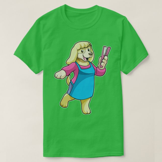 Dog as Hairdresser with Comb T-Shirt (Design Front)