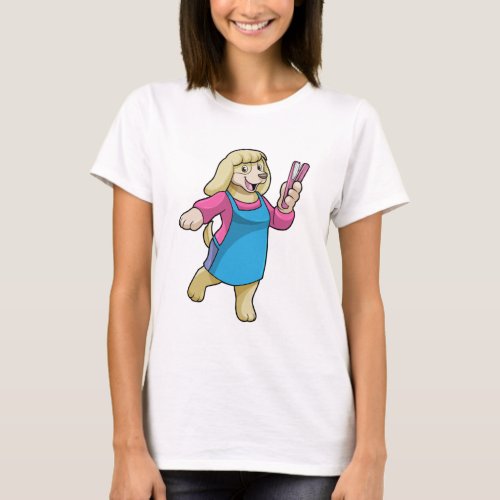 Dog as Hairdresser with Comb T_Shirt