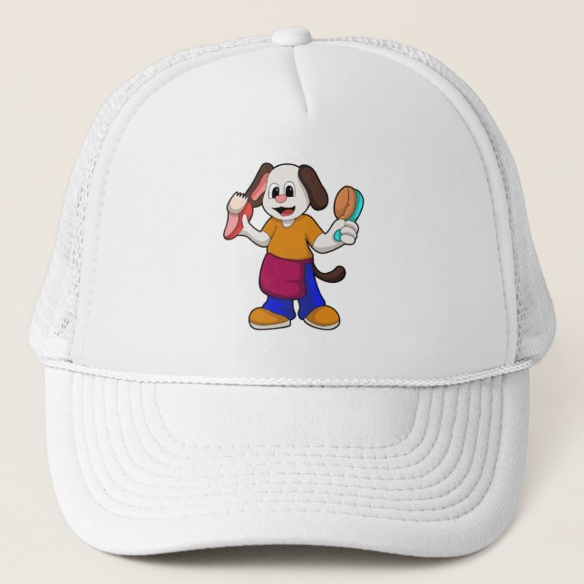 Dog as Hairdresser with Razor Trucker Hat (Front)