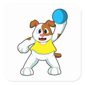 Dog as Handball player with handball Square Sticker