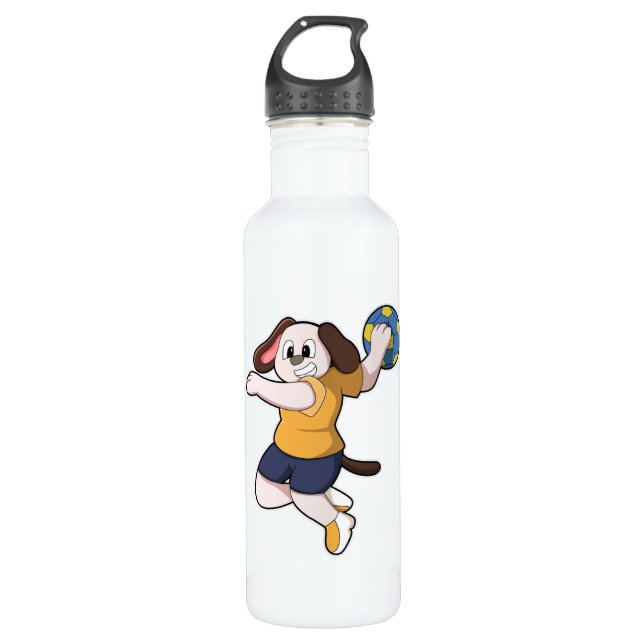 Dog as Handball player with Handball Stainless Steel Water Bottle (Front)