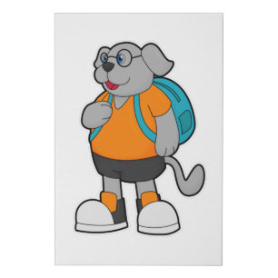 Dog as Hiker with Backpack Faux Canvas Print
