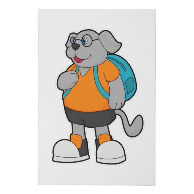 Dog as Hiker with Backpack Faux Canvas Print (Front)