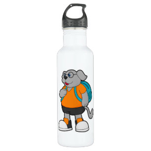 Dog as Hiker with Backpack Stainless Steel Water Bottle