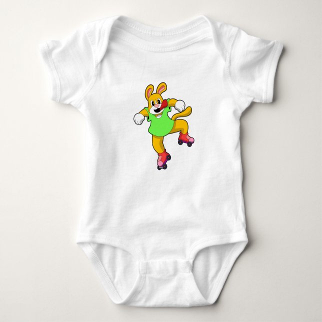 Dog as Inline Skater with Inline Skates Baby Bodysuit (Front)
