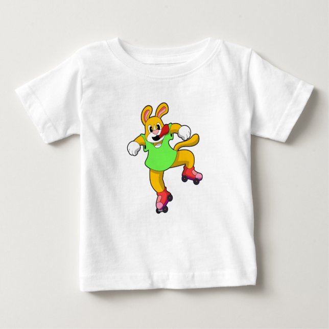 Dog as Inline Skater with Inline Skates Baby T-Shirt (Front)