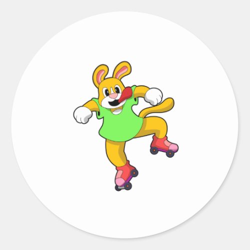 Dog as Inline Skater with Inline Skates Classic Round Sticker