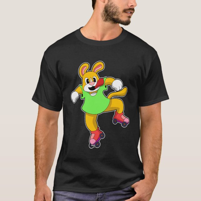 Dog as Inline Skater with Inline Skates T-Shirt (Front)