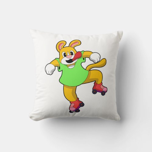 Dog as Inline Skater with Inline Skates Throw Pillow