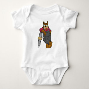 Dog as Mechanic with Spark plug Baby Bodysuit